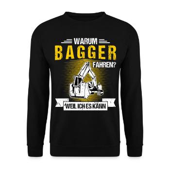 Baggerfahrer Baugeräte Bagger Fahren Baustellen - Unisex Pullover - Schwarz - Vorne - Alina (178cm) & Michal (187cm)