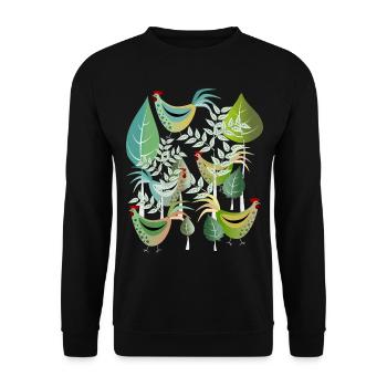 Vogel Huhn Hahn Hühner Frühling Henne Ostern - Unisex Pullover - Schwarz - Vorne - Alina (178cm) & Michal (187cm)