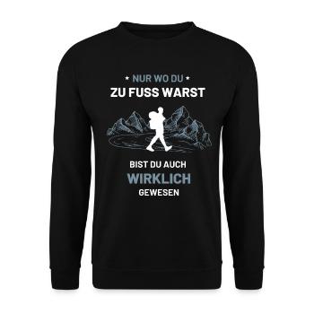 Wandern Wanderer Geschenk Wandershirt - Unisex Pullover - Schwarz - Vorne - Alina (178cm) & Michal (187cm)