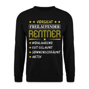 Ruhestand Rentner Geschenk Rente Lustig Pension - Unisex Pullover - Schwarz - Vorne - Alina (178cm) & Michal (187cm)