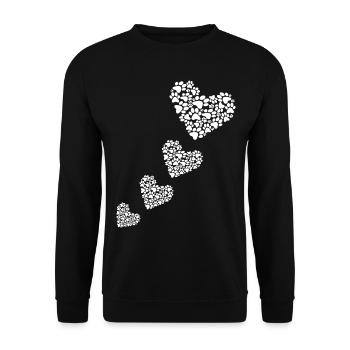 Hundepfoten Herz - Unisex Pullover - Schwarz - Vorne - Alina (178cm) & Michal (187cm)