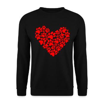 Coeurs de patte de chien coeurs - cadeau Saint Valentin - Sweat-shirt Unisexe - noir - Devant - Alina (178cm) & Michal (187cm)