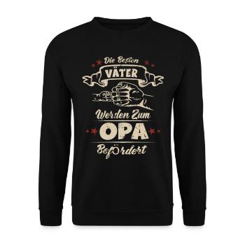 Papa Sohn Opa Enkelkind Vatertag Geschenk - Unisex Pullover - Schwarz - Vorne - Alina (178cm) & Michal (187cm)