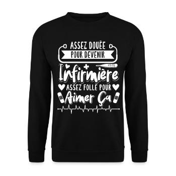 Infirmiere Humour Cadeau - Sweat-shirt Unisexe - noir - Devant - Alina (178cm) & Michal (187cm)