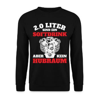 2 Liter sind ein Softdrink Tuning Auto - Unisex Pullover - Schwarz - Vorne - Alina (178cm) & Michal (187cm)