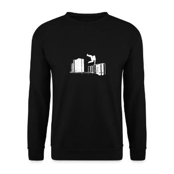 Parkour runner high-rise steeplechase parkour run - Unisex Sweatshirt - black - Front - Alina (178cm) & Michal (187cm)