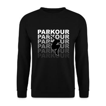 Parkourläuferin Parkourläufer Hindernislauf - Unisex Pullover - Schwarz - Vorne - Alina (178cm) & Michal (187cm)