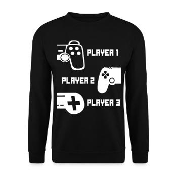 Gaming Player Gamer Controller - Partner Gaming - Unisex Pullover - Schwarz - Vorne - Alina (178cm) & Michal (187cm)