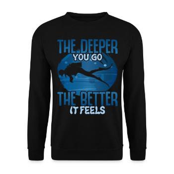 Deep Diving Taucher Scuba Diving Tauchen Geschenk - Unisex Pullover - Schwarz - Vorne - Alina (178cm) & Michal (187cm)