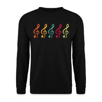Noten Violinschlüssel Basschlüssel - Unisex Pullover - Schwarz - Vorne - Alina (178cm) & Michal (187cm)
