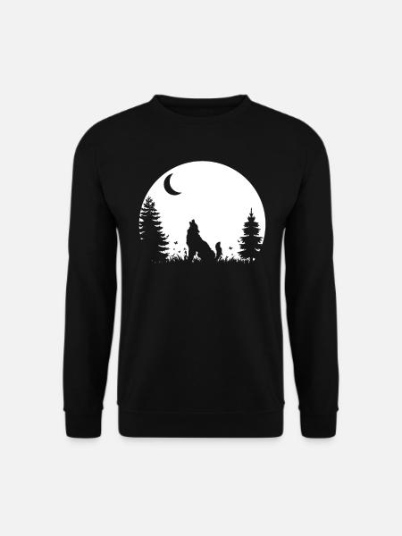 Loup forêt nature nature lune cadeau - Sweat-shirt Unisexe - noir