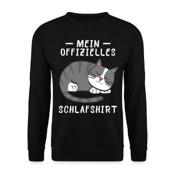 Katze Schlafshirt Geschenk Geburtstag - Unisex Pullover - Schwarz - Vorne - Alina (178cm) & Michal (187cm)