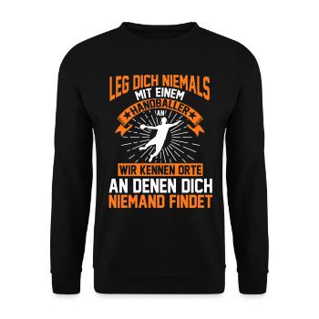 Handball Trainer Handballer Geschenk - Unisex Pullover - Schwarz - Vorne - Alina (178cm) & Michal (187cm)