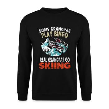 Skifahren Opa Ski Vatertag Geschenk - Unisex Pullover - Schwarz - Vorne - Alina (178cm) & Michal (187cm)