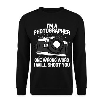 Photographer digital camera camera camera objective - Unisex Sweatshirt - black - Front - Alina (178cm) & Michal (187cm)