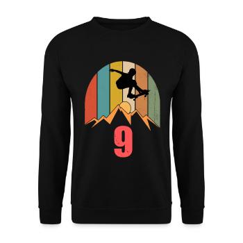 9. Geburtstag Skateboard Junge Longboarder - Unisex Pullover - Schwarz - Vorne - Alina (178cm) & Michal (187cm)