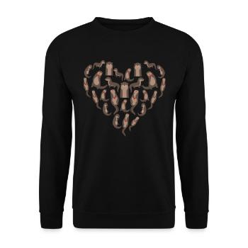 Otter Herz Geschenk - Unisex Pullover - Schwarz - Vorne - Alina (178cm) & Michal (187cm)