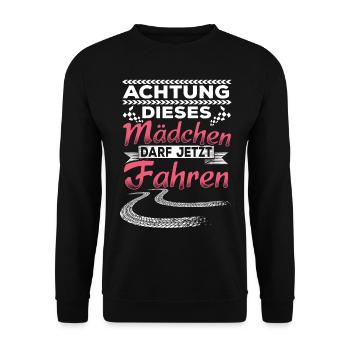 Fahrprüfung bestanden Geschenk Führerschein - Unisex Pullover - Schwarz - Vorne - Alina (178cm) & Michal (187cm)