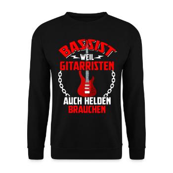 Bassist Gitarrist band Kontrabass Geschenk Bass - Unisex Pullover - Schwarz - Vorne - Alina (178cm) & Michal (187cm)
