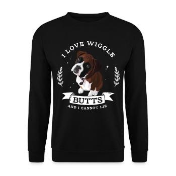 Boxer Design für einen Hundebesitzer - Unisex Pullover - Schwarz - Vorne - Alina (178cm) & Michal (187cm)