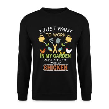 Jardin jardin jardinier poulet poulet paysan plantes - Sweat-shirt Unisexe - noir - Devant - Alina (178cm) & Michal (187cm)