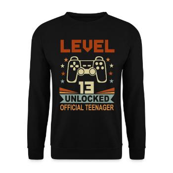 13ème anniversaire Gaming Level 13 Unlocked Cadeau - Sweat-shirt Unisexe - noir - Devant - Alina (178cm) & Michal (187cm)