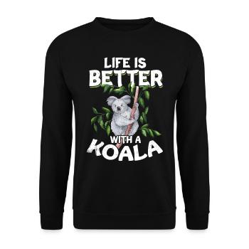 Koala Gift Tired Lazy Pouch Bear Cute Animal - Unisex Sweatshirt - black - Front - Alina (178cm) & Michal (187cm)