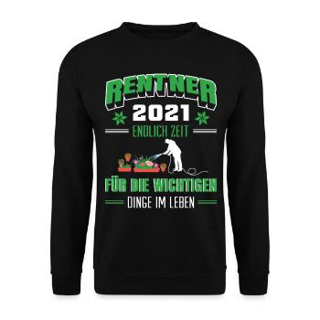 Rentner 2021 Garten Gärtner Hobbygärtner Rente - Unisex Pullover - Schwarz - Vorne - Alina (178cm) & Michal (187cm)