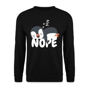 Pinguin Lustige Tiere - Unisex Pullover - Schwarz - Vorne - Alina (178cm) & Michal (187cm)
