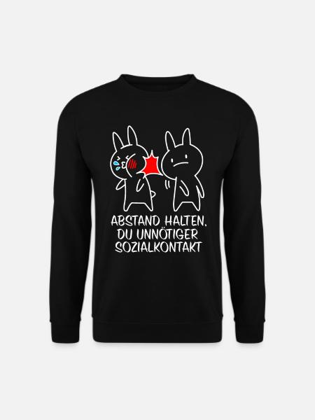 Abstand halten Du Unnötiger Sozialkontakt - Hasen - Unisex Pullover - Schwarz