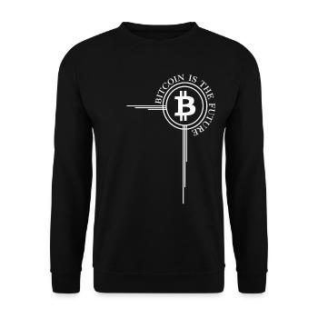 Bitcoin Kreuz Bitcoin Is The Future Kryptowährung - Unisex Pullover - Schwarz - Vorne - Alina (178cm) & Michal (187cm)