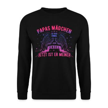 Papas Mädchen Engel Vater Tochter Partnerlook - Unisex Pullover - Schwarz - Vorne - Alina (178cm) & Michal (187cm)