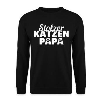 Stolzer Katzen Papa Katze Geschenk - Unisex Pullover - Schwarz - Vorne - Alina (178cm) & Michal (187cm)