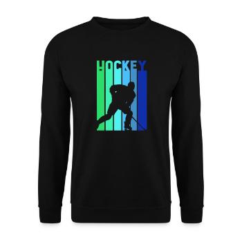 Eishockey Vintage mehrfarbig Eishockeyspieler - Unisex Pullover - Schwarz - Vorne - Alina (178cm) & Michal (187cm)