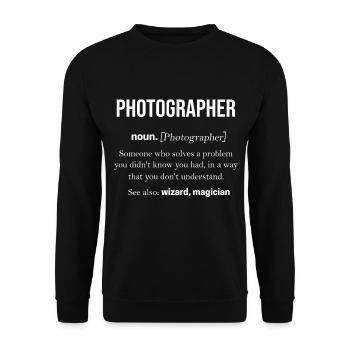 Fotograf Kamera Spiegelreflex Objektiv Foto Camera - Unisex Pullover - Schwarz - Vorne - Alina (178cm) & Michal (187cm)