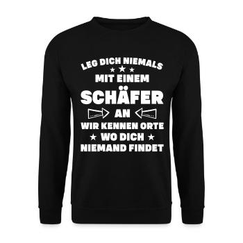 Schäfer Schaf Hirte Schafbesitzer Geschenkidee - Unisex Pullover - Schwarz - Vorne - Alina (178cm) & Michal (187cm)