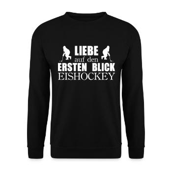 Liebe Eishockey Spruch Eishockeyspieler Geschenk - Unisex Pullover - Schwarz - Vorne - Alina (178cm) & Michal (187cm)