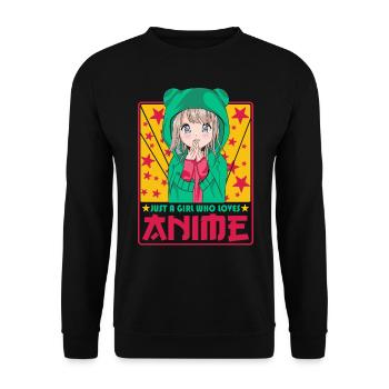 Niedliche Anime Frau -Kawaii Otaku Manga Anime - Unisex Pullover - Schwarz - Vorne - Alina (178cm) & Michal (187cm)