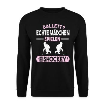 Eishockey Eishockey Sprüche Geschenk - Unisex Pullover - Schwarz - Vorne - Alina (178cm) & Michal (187cm)