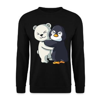Eisbär mit Pinguin Liebe süßes niedliche Tiere - Unisex Pullover - Schwarz - Vorne - Alina (178cm) & Michal (187cm)