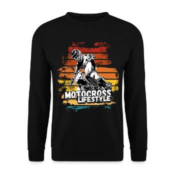 Motocross Design Enduro / Gift Idea / MX Retro - Unisex Sweatshirt - black - Front - Alina (178cm) & Michal (187cm)