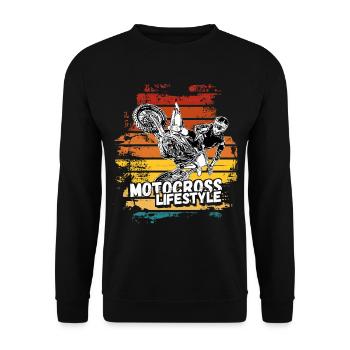 Motocross Design Enduro / Gift Idea / MX Retro - Unisex Sweatshirt - black - Front - Alina (178cm) & Michal (187cm)