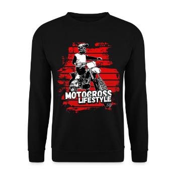 Motocross Design Enduro / Gift Idea / MX Retro - Unisex Sweatshirt - black - Front - Alina (178cm) & Michal (187cm)