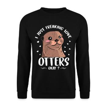 Otter Tier Geschenk Marder Süß Wiesel Fischotter - Unisex Pullover - Schwarz - Vorne - Alina (178cm) & Michal (187cm)