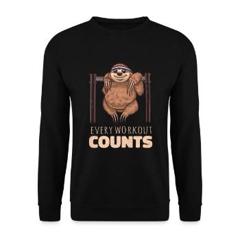 Sloth Workout Sport Training Chin-up Hanging - Unisex Sweatshirt - black - Front - Alina (178cm) & Michal (187cm)