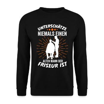 Friseur Friseurmeister Friseursalon Geschenk - Unisex Pullover - Schwarz - Vorne - Alina (178cm) & Michal (187cm)