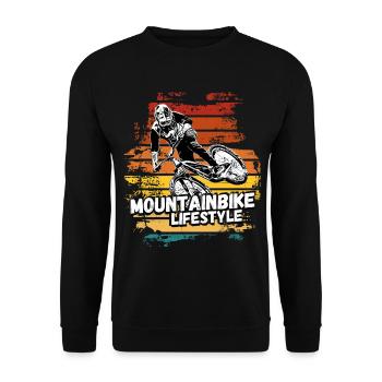Mountain Biker / MTB Downhill Fahrrad geschenk - Unisex Pullover - Schwarz - Vorne - Alina (178cm) & Michal (187cm)