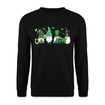 St Patrick's Day Dwarf Swelling Shamrock - Unisex Sweatshirt - black - Front - Alina (178cm) & Michal (187cm)