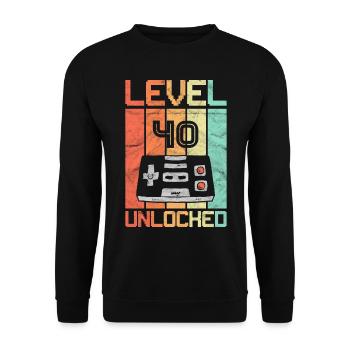40e anniversaire Rétro Gamer Vintage Cadeau - Sweat-shirt Unisexe - noir - Devant - Alina (178cm) & Michal (187cm)