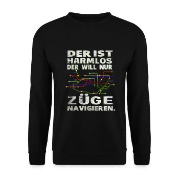 Fahrdienstleiter , Eisenbahner und Weichenwärter - Unisex Pullover - Schwarz - Vorne - Alina (178cm) & Michal (187cm)